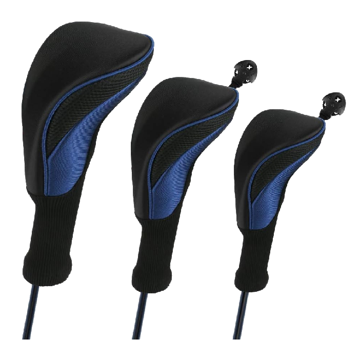 Golf Headcover Kit black & blue (3)