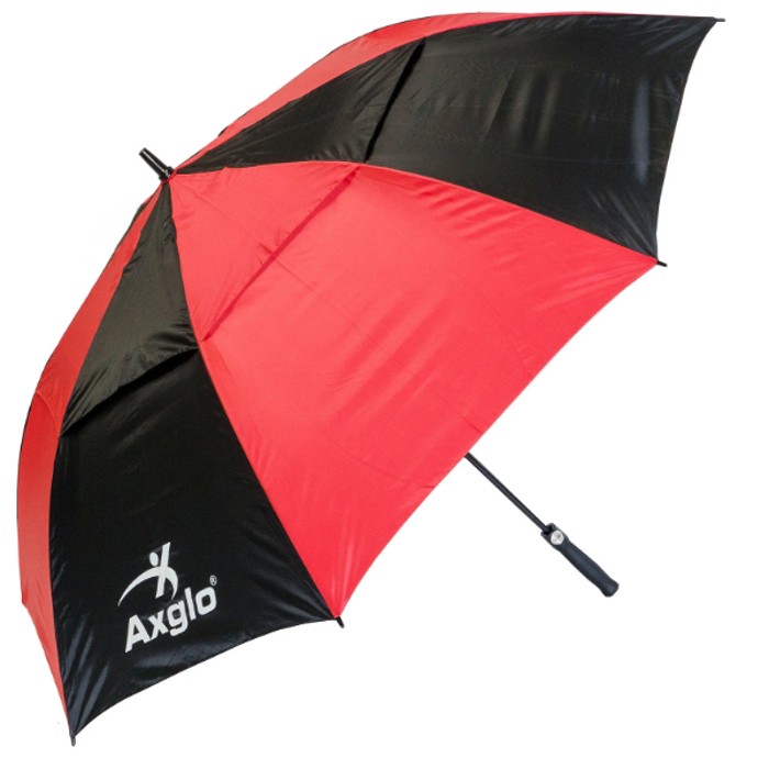 Parapluie 68" noir/rouge de golf auto. à double toit AXGLO avec protection UV
