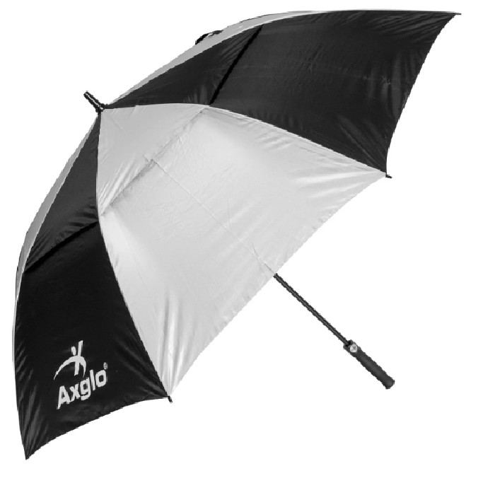 Parapluie 68" noir/blanc de golf auto. à double toit AXGLO avec protection UV
