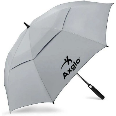 Parapluie 68" gris de golf auto. à double toit AXGLO avec protection UV
